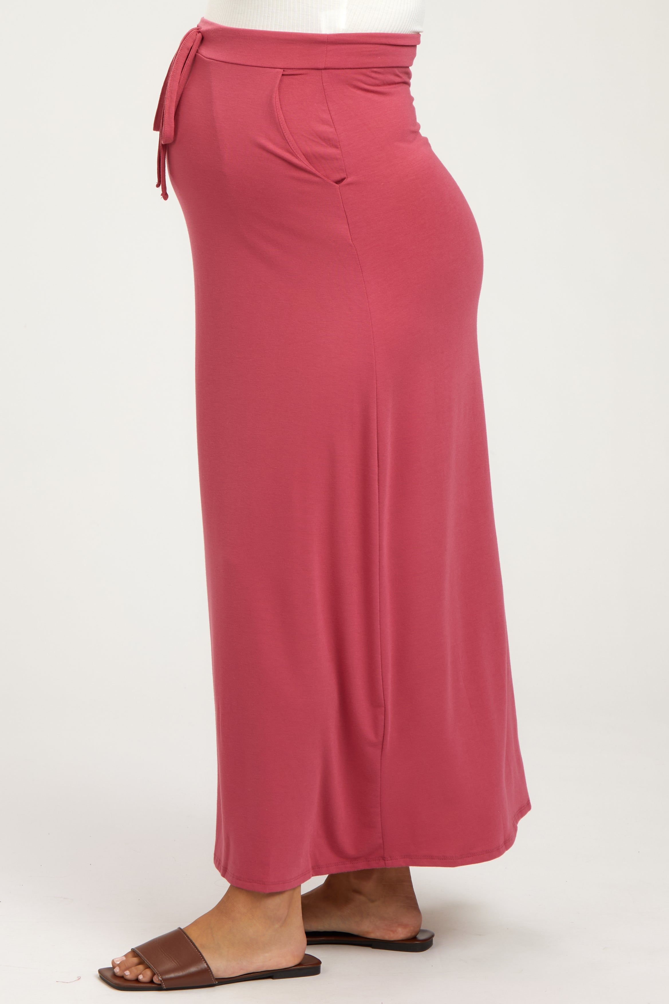 Salmon Drawstring Maternity Maxi Skirt sold by Pinkblush product image thumbnail 3