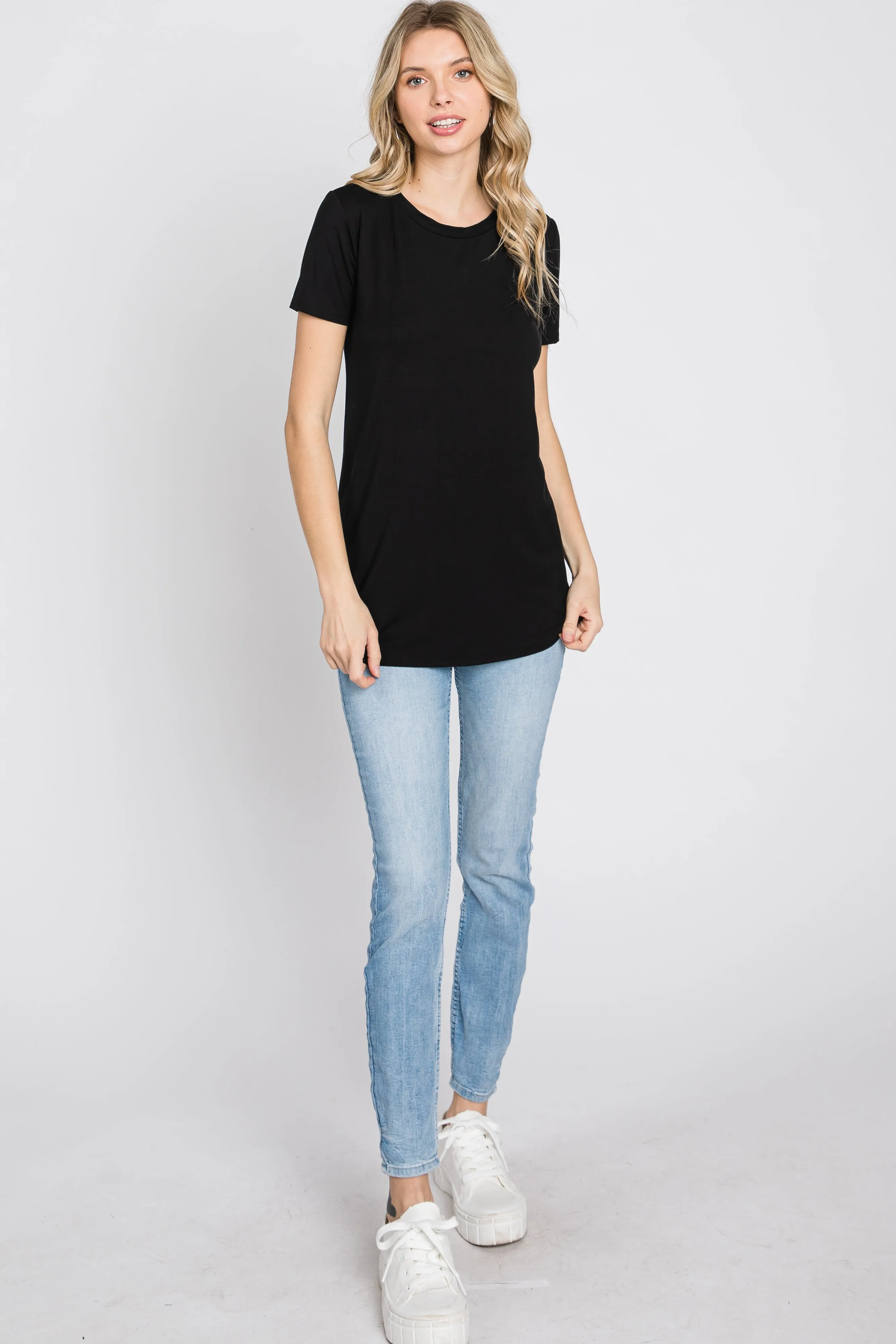 Black Basic Short Sleeve Top sold by Pinkblush product image thumbnail 2