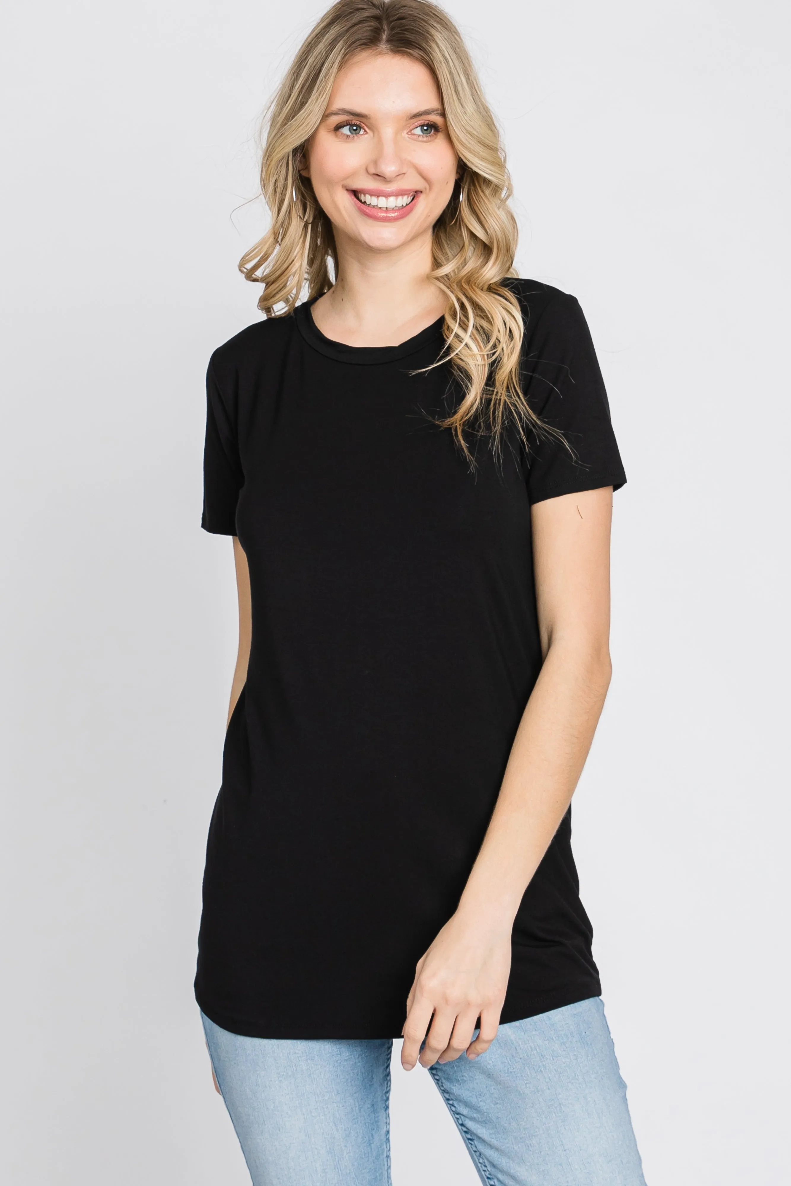 Black Basic Short Sleeve Top sold by Pinkblush product image thumbnail 3