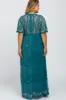 Teal Lace Mesh Overlay Maternity Plus Maxi Dress sold by Pinkblush