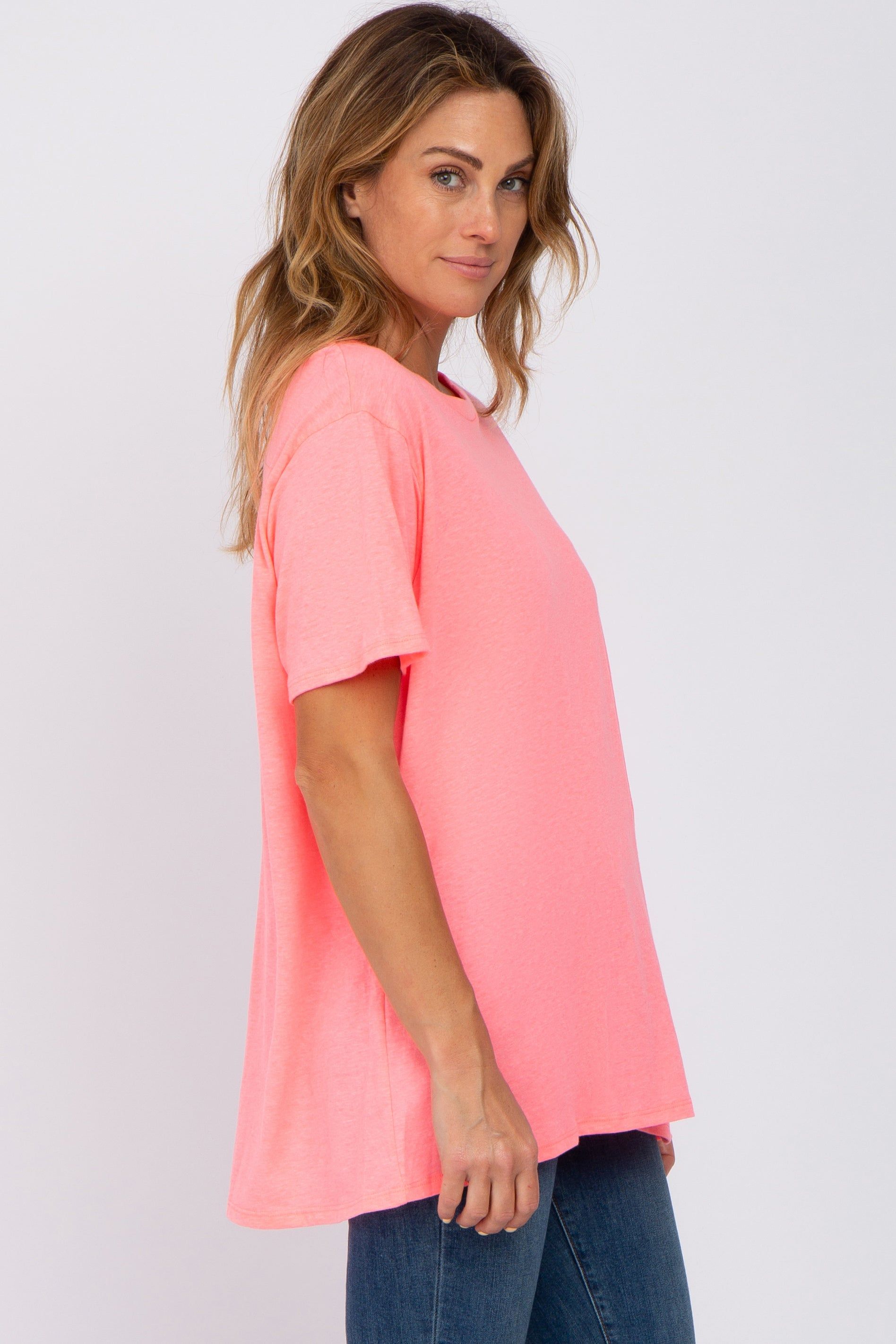 Neon Coral Oversized Short Sleeve Top sold by Pinkblush product image thumbnail 2