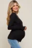 Black Button Front Long Sleeve Maternity Top sold by Pinkblush