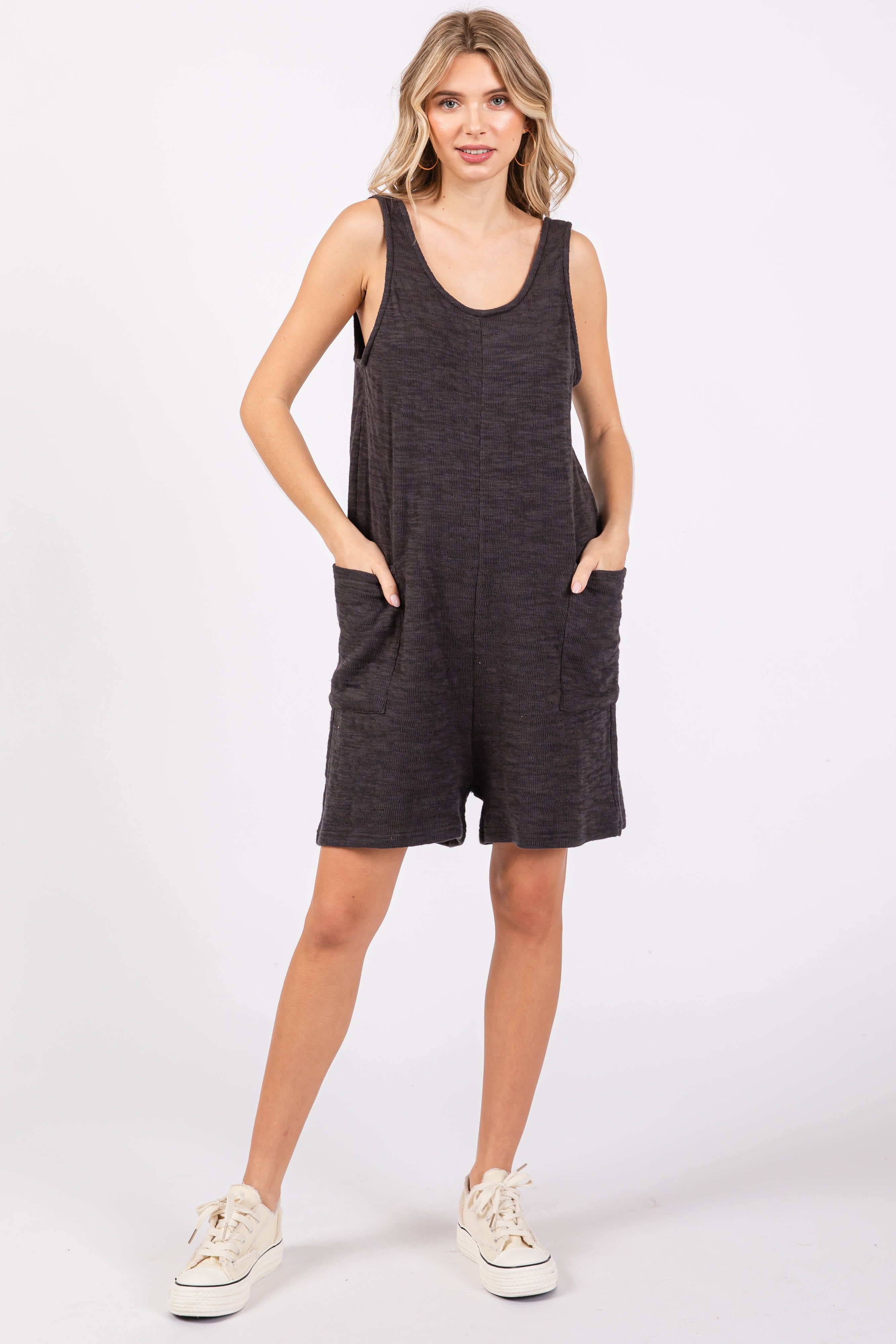 Charcoal Oversized Knit Maternity Romper sold by Pinkblush product image thumbnail 3