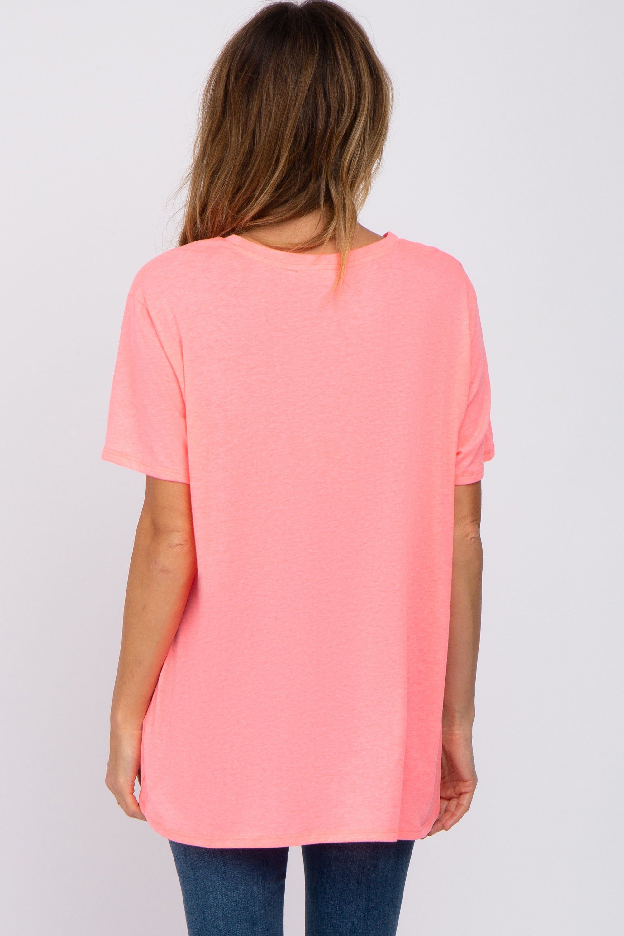 Neon Coral Oversized Short Sleeve Top sold by Pinkblush product image thumbnail 3