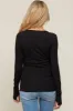 Black Button Front Long Sleeve Maternity Top sold by Pinkblush