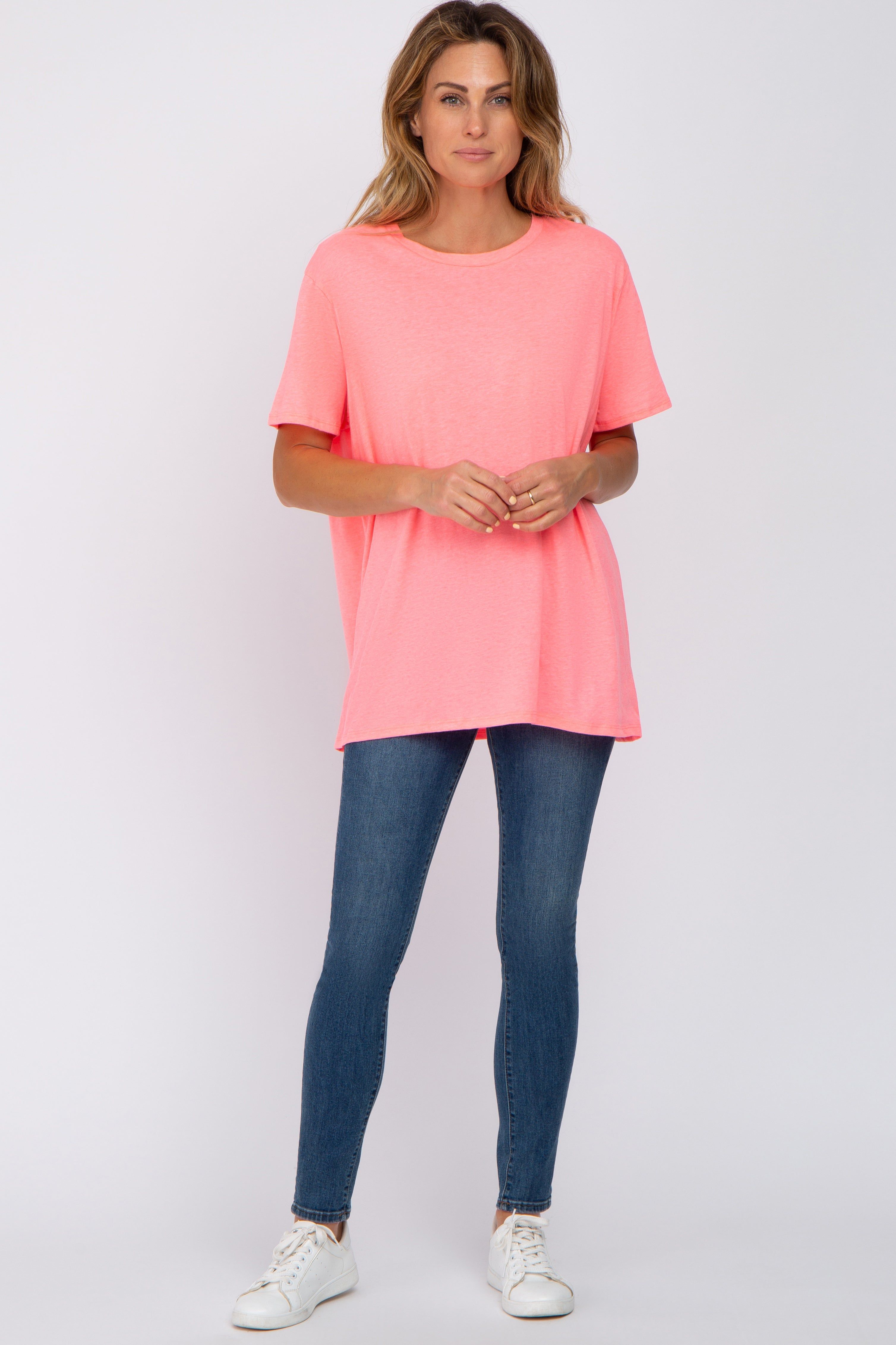 Neon Coral Oversized Short Sleeve Top sold by Pinkblush product image thumbnail 4