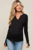 Black Button Front Long Sleeve Maternity Top sold by Pinkblush