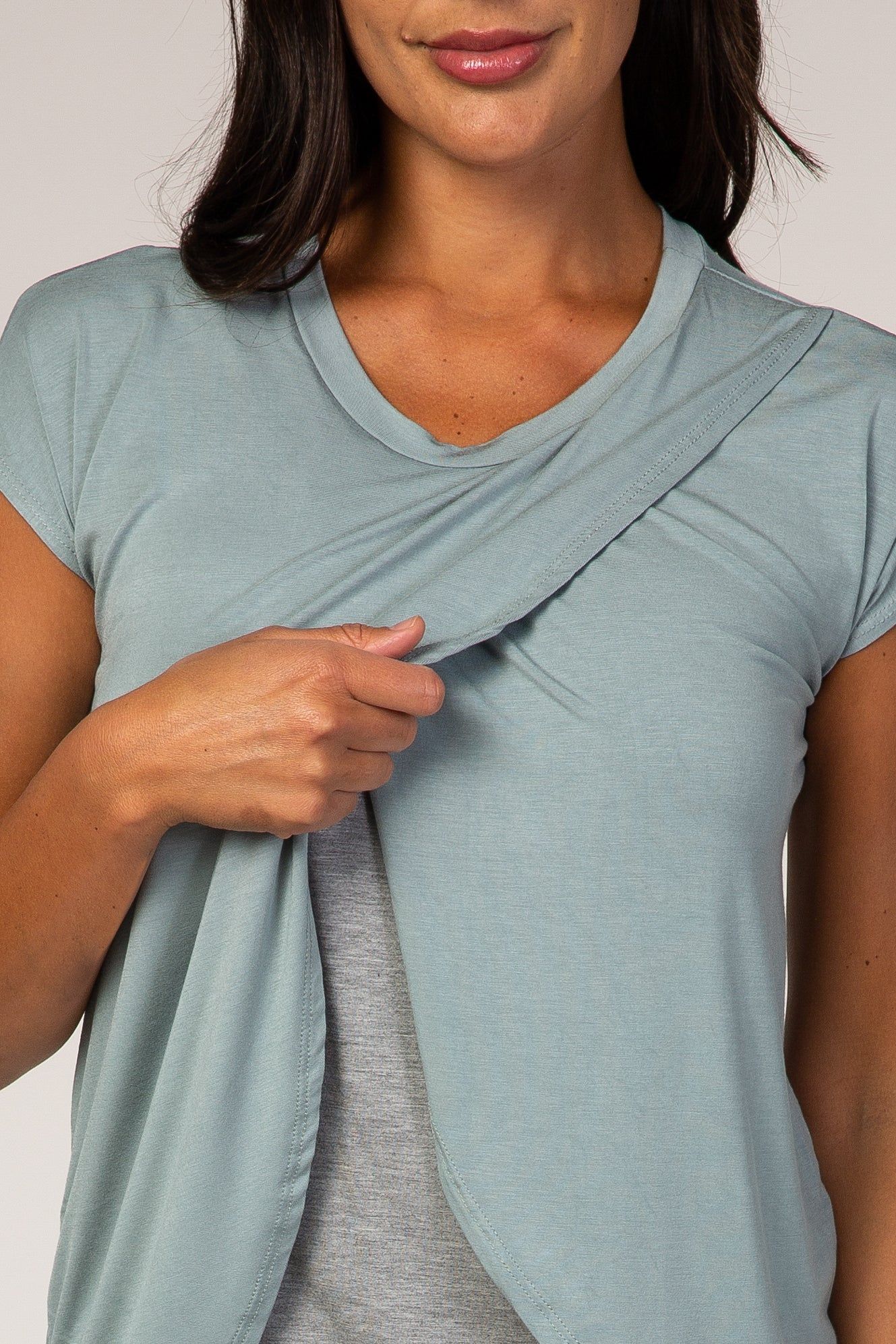 Dusty Green Layered Wrap Front Nursing Top sold by Pinkblush product image thumbnail 4