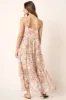 Ivory Flower Print V Neck Ruffle Tier Detail Maxi Dress sold by Pinkblush