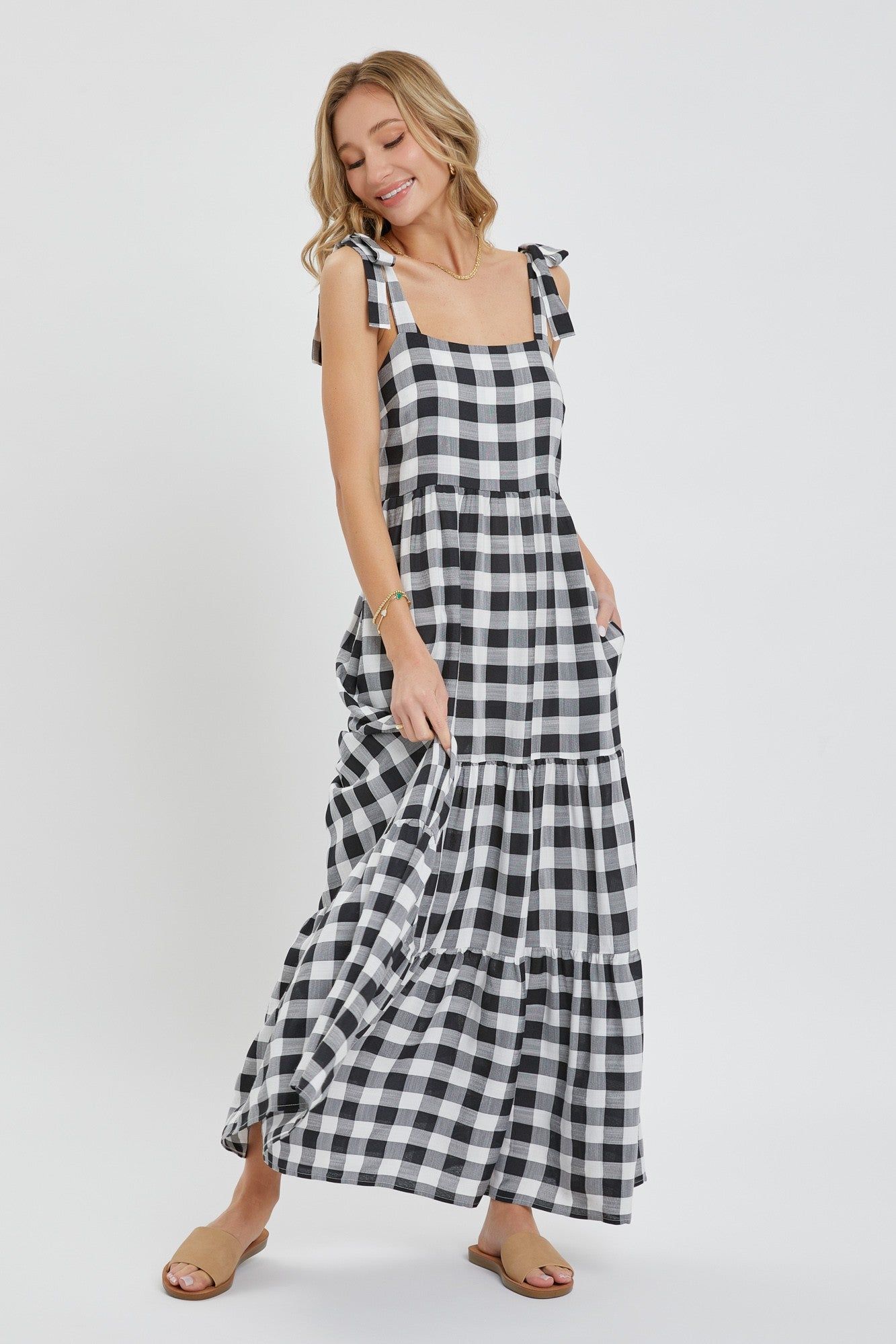 Black Gingham Maxi Dress sold by Pinkblush product image thumbnail 2