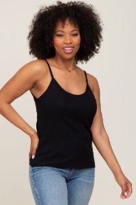 Black Ribbed Basic Tank Top sold by Pinkblush