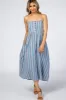 Blue Purple Striped Button Front Midi Dress sold by Pinkblush