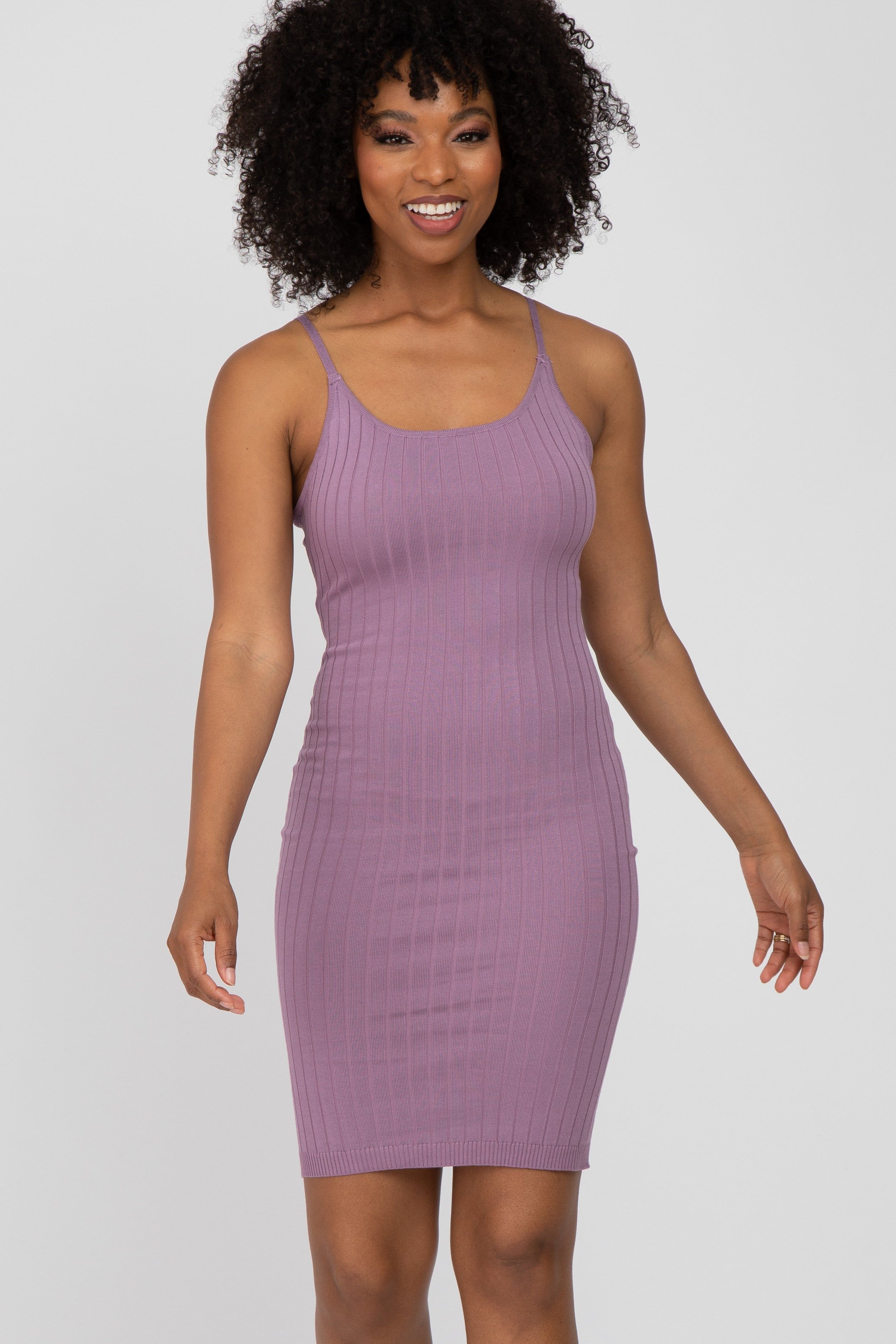 Lavender Ribbed Knit Fitted Dress sold by Pinkblush product image thumbnail 4