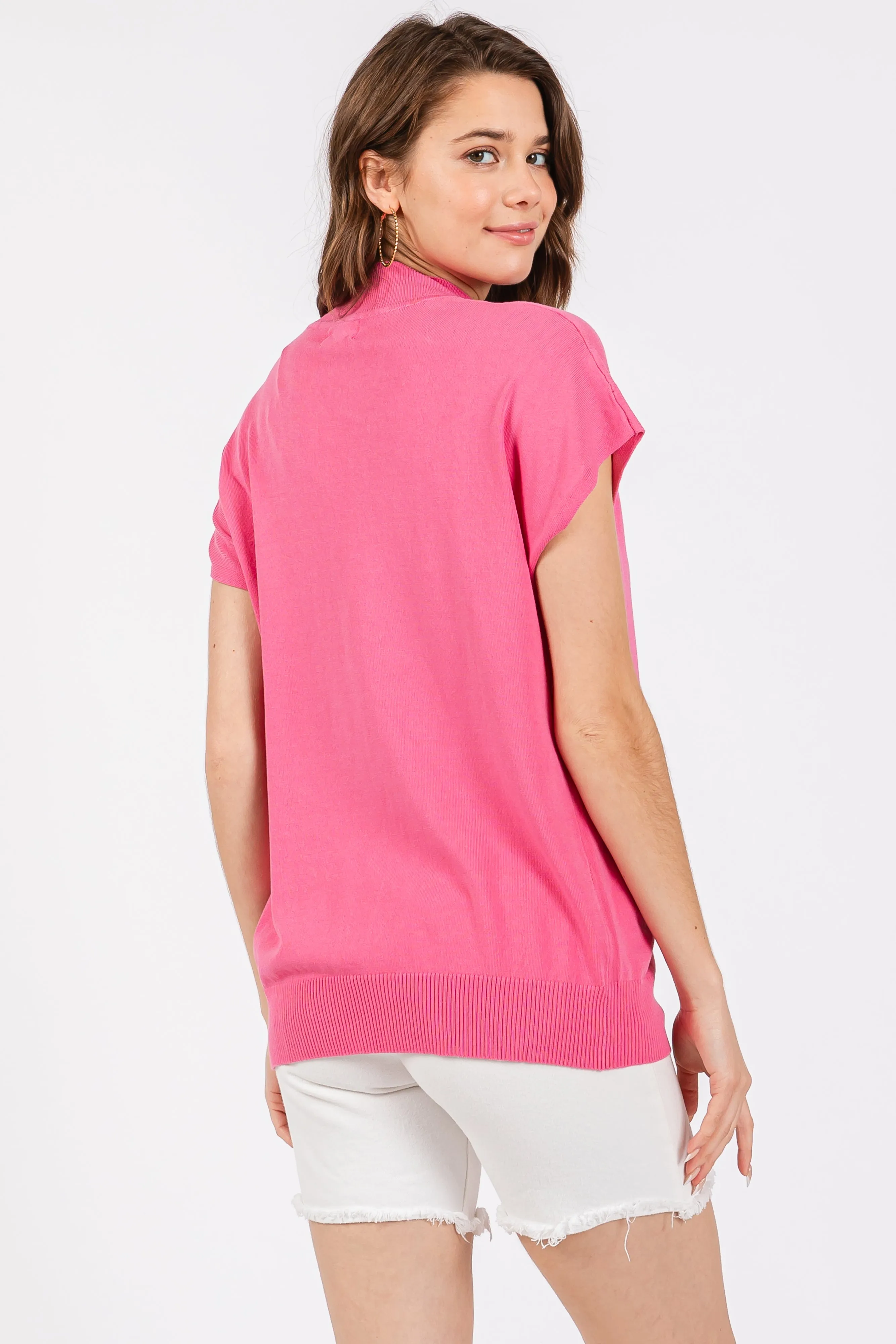 Fuchsia Mock Neck Knit Top sold by Pinkblush product image thumbnail 3