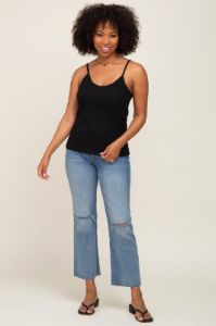 Black Ribbed Basic Tank Top sold by Pinkblush