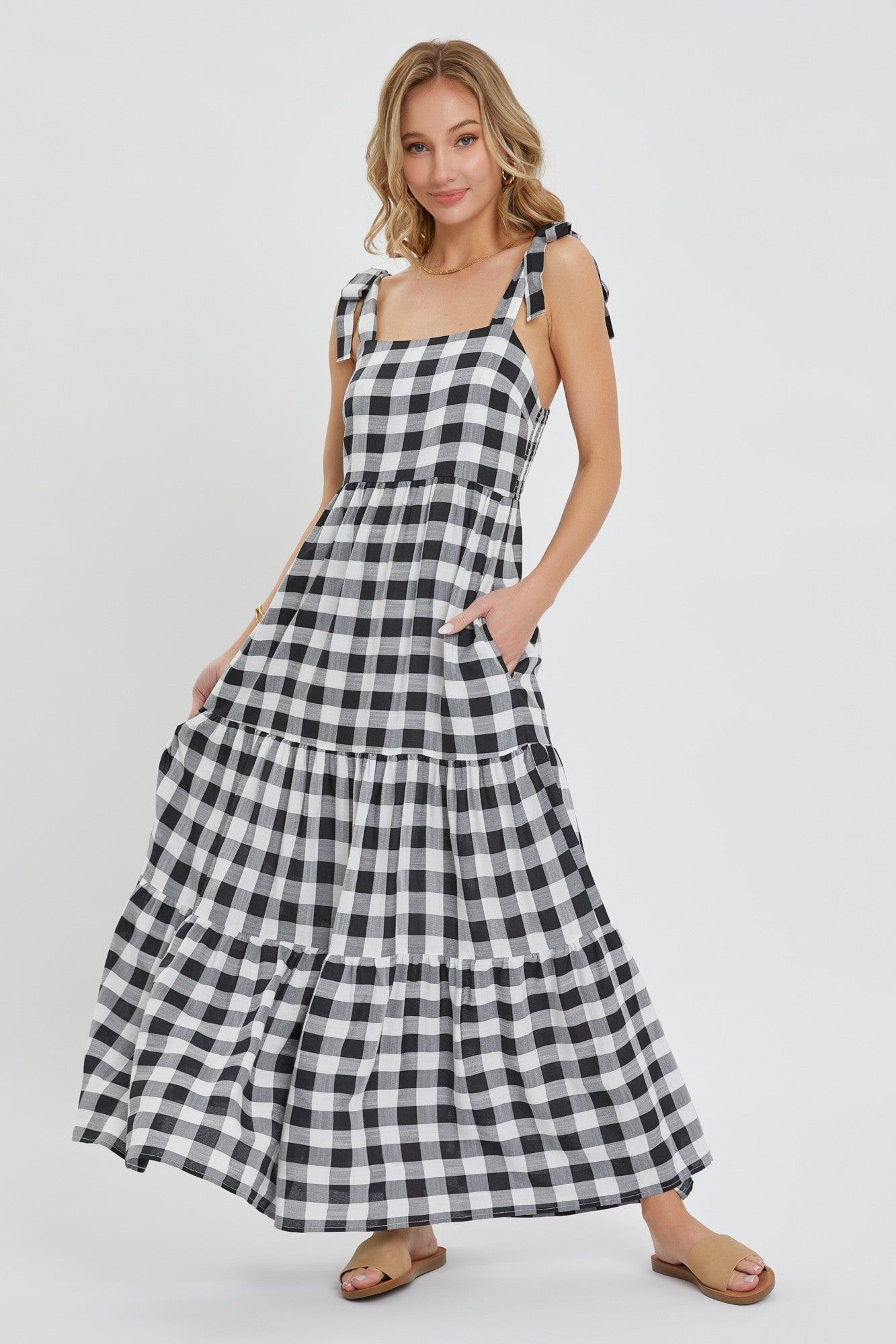 Black Gingham Maxi Dress sold by Pinkblush