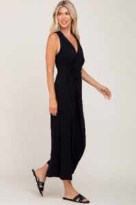 Black Sleeveless Flare Jumpsuit sold by Pinkblush