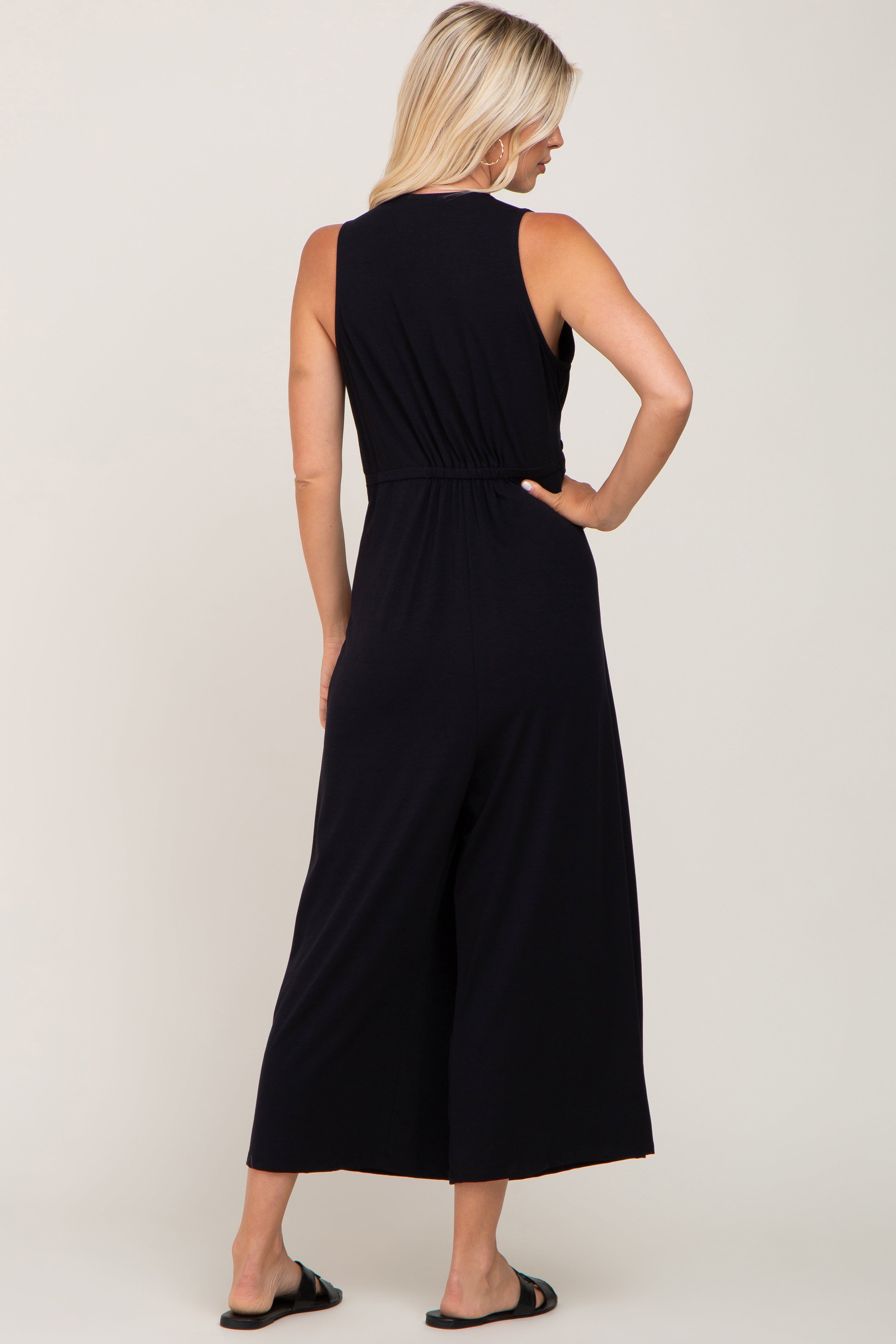 Black Sleeveless Flare Jumpsuit sold by Pinkblush product image thumbnail 3
