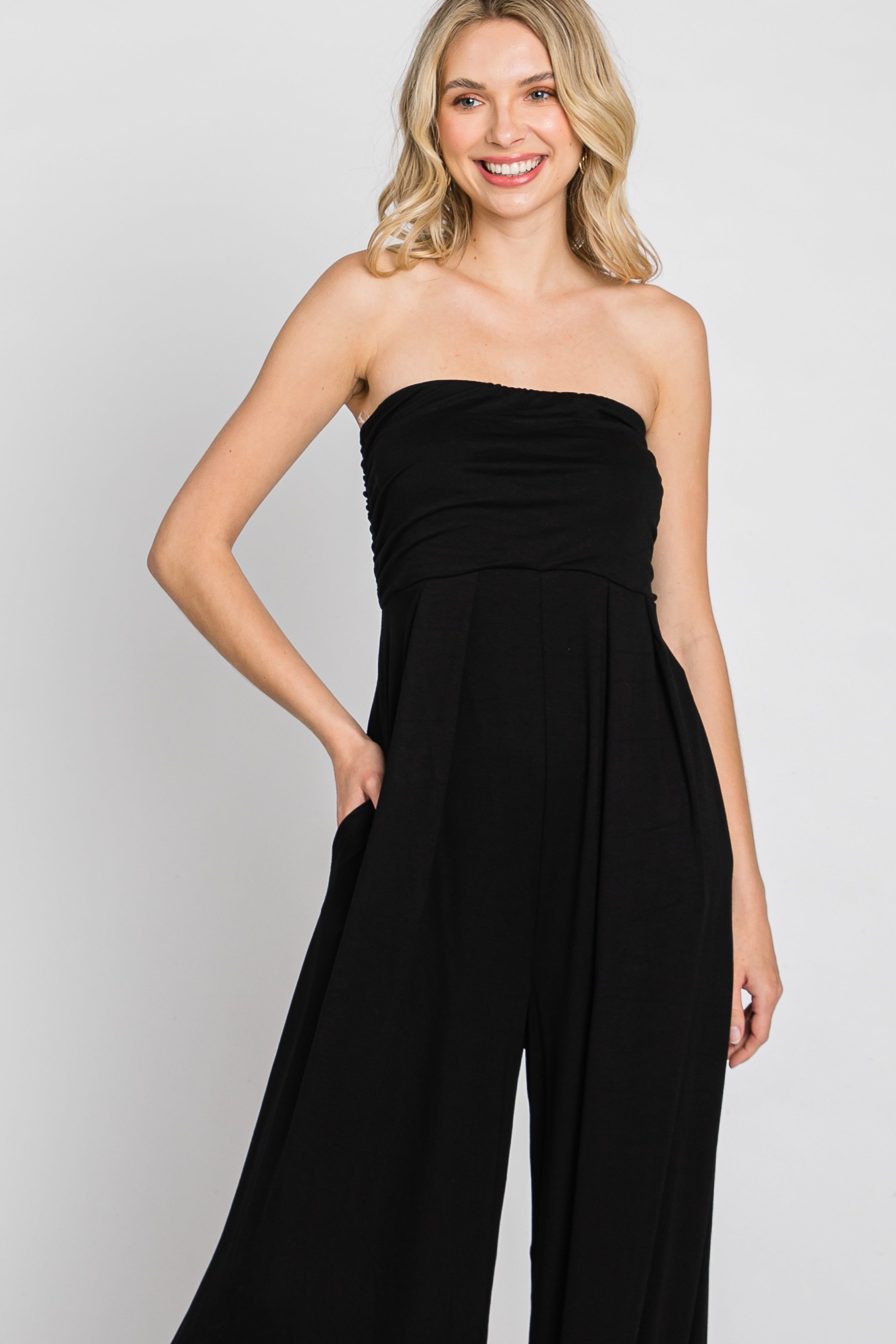 Black Strapless Wide Leg Jumpsuit sold by Pinkblush product image thumbnail 11
