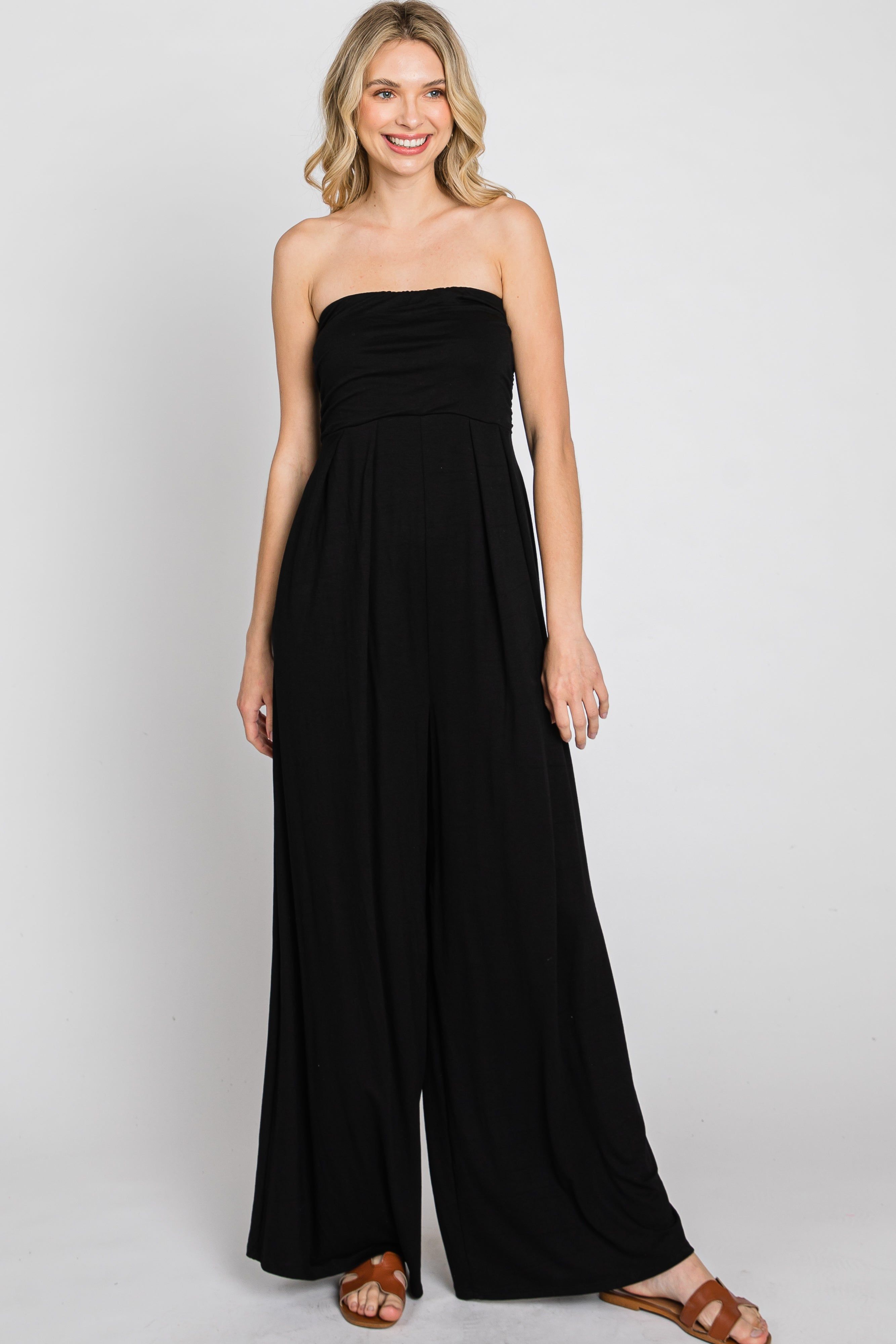Black Strapless Wide Leg Jumpsuit sold by Pinkblush product image thumbnail 8