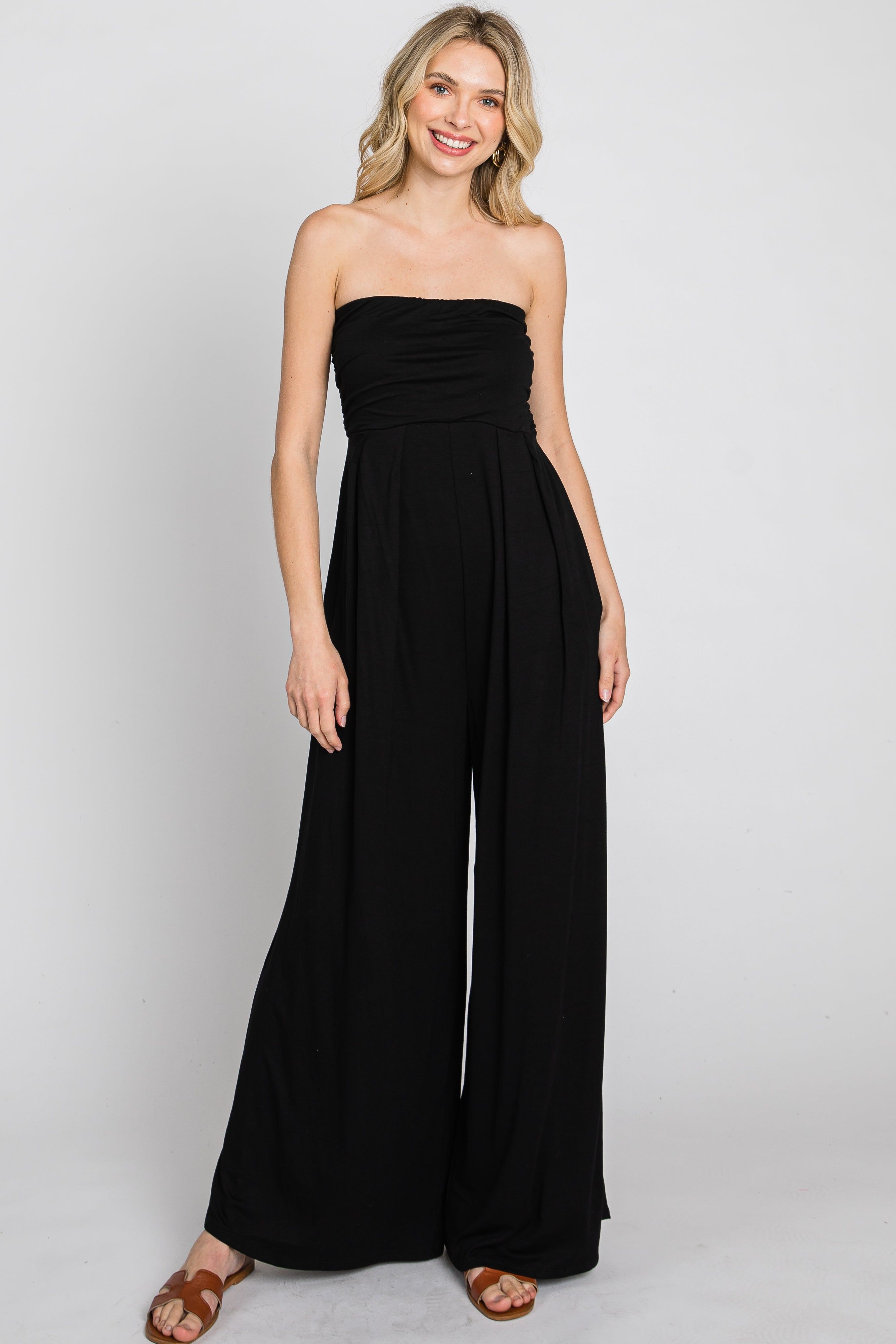 Black Strapless Wide Leg Jumpsuit sold by Pinkblush product image thumbnail 2
