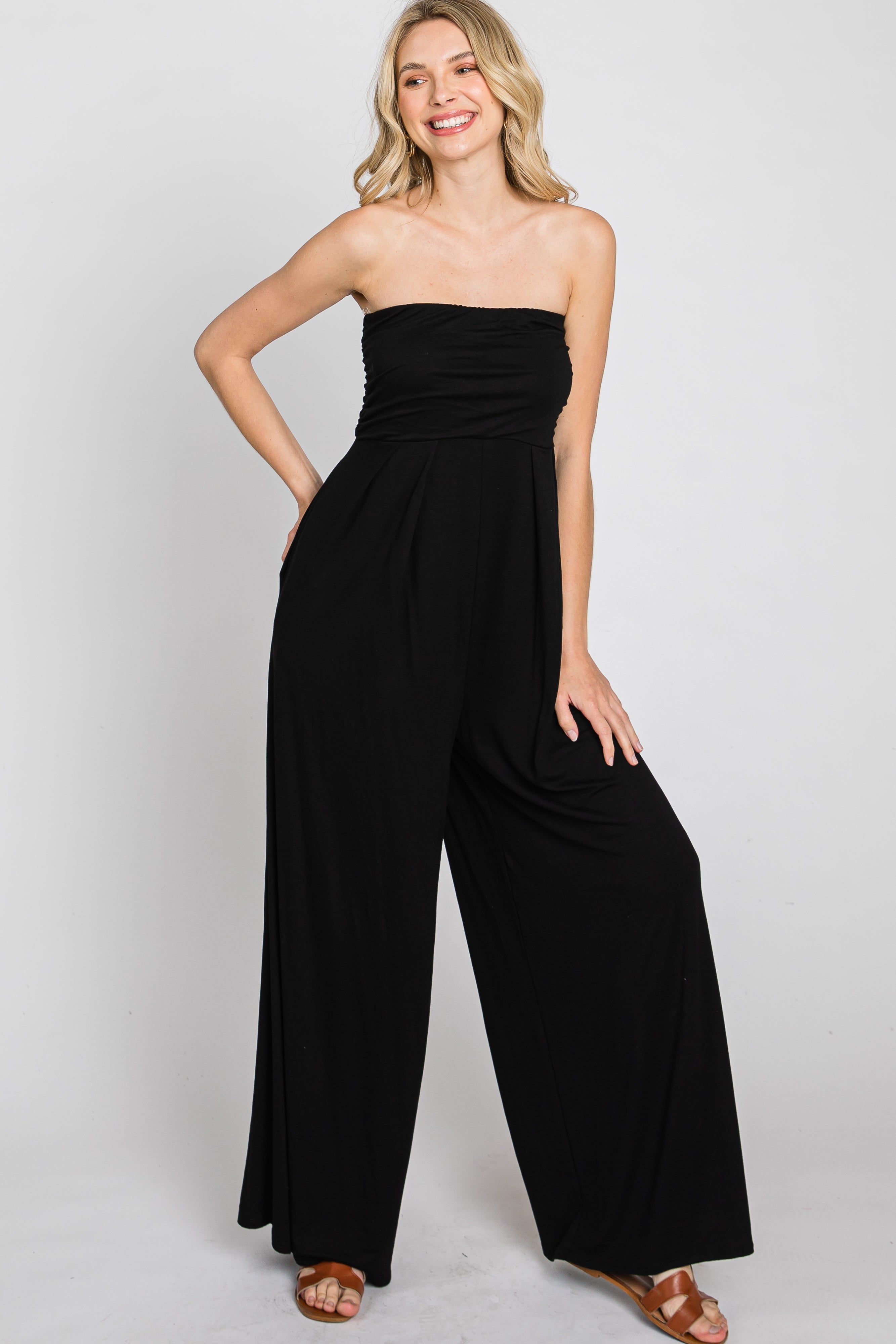Black Strapless Wide Leg Jumpsuit sold by Pinkblush product image thumbnail 9