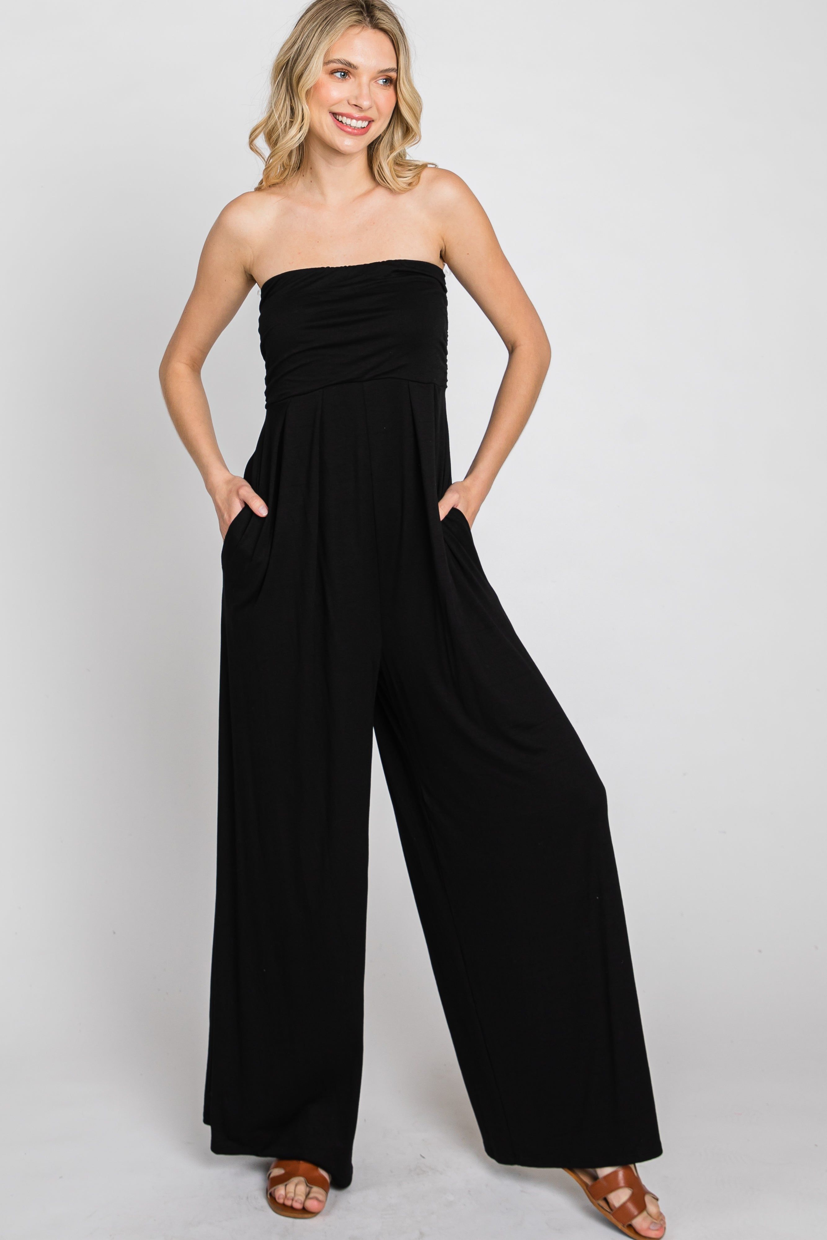 Black Strapless Wide Leg Jumpsuit sold by Pinkblush product image thumbnail 10