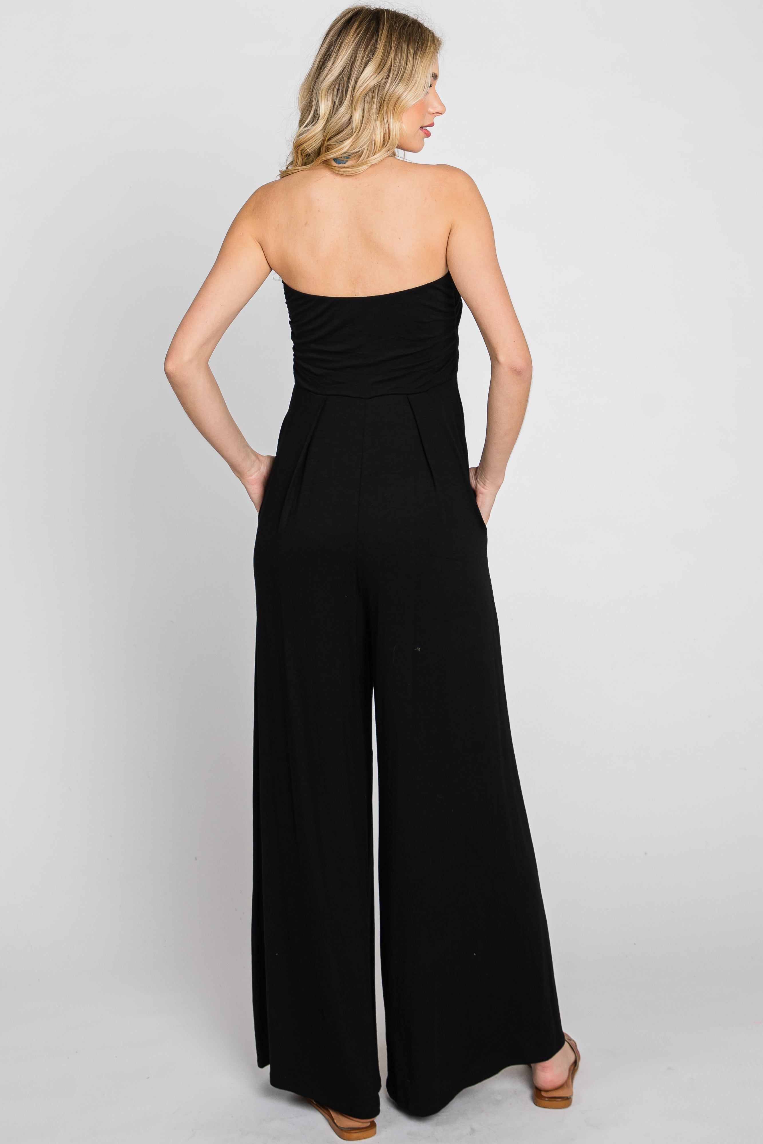Black Strapless Wide Leg Jumpsuit sold by Pinkblush product image thumbnail 7