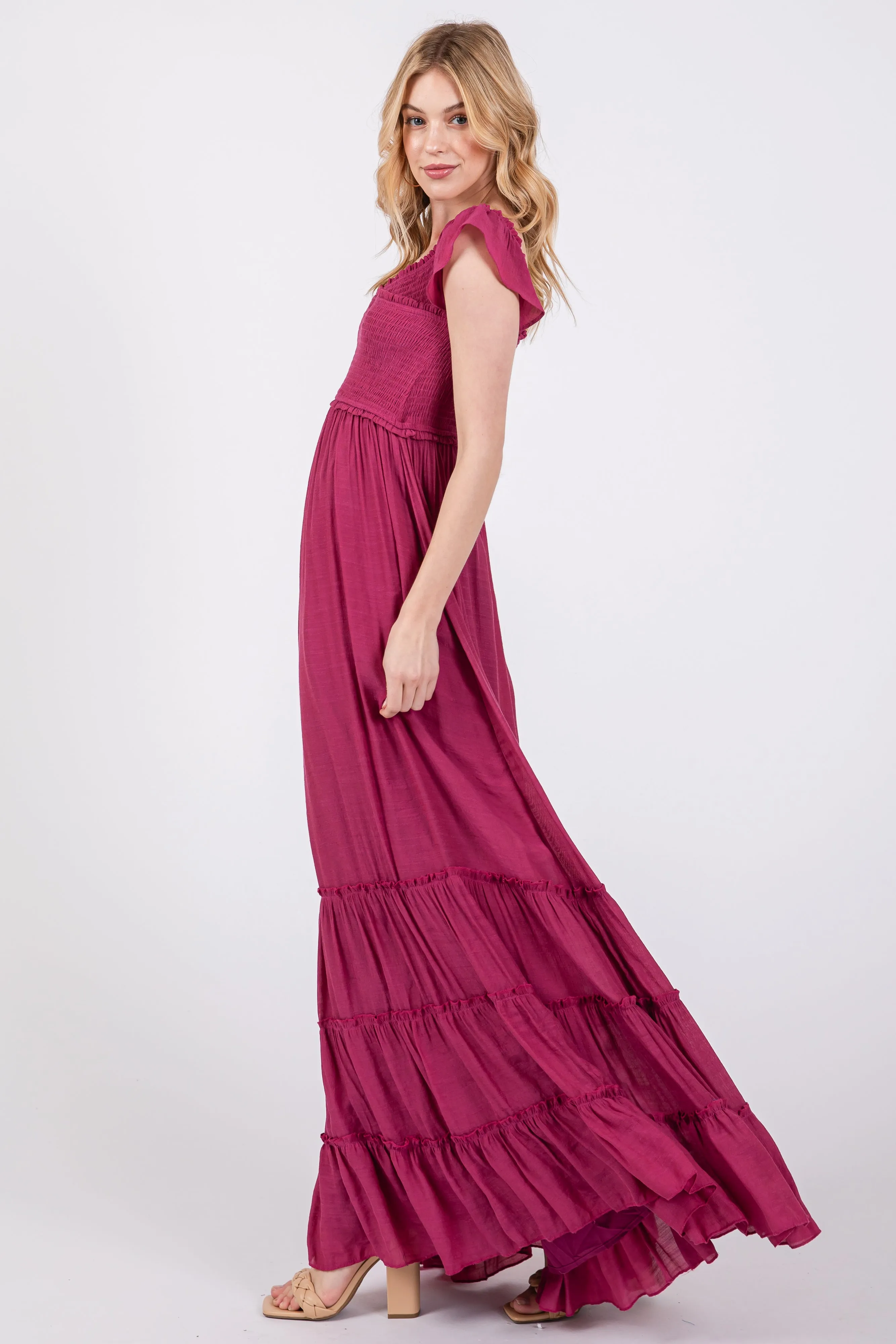 Violet Smocked Crossover Off Shoulder Maxi Dress sold by Pinkblush product image thumbnail 2
