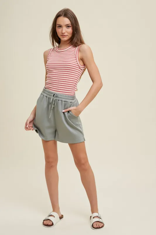Cream Pink Sleeveless Ribbed Tank Top sold by Pinkblush