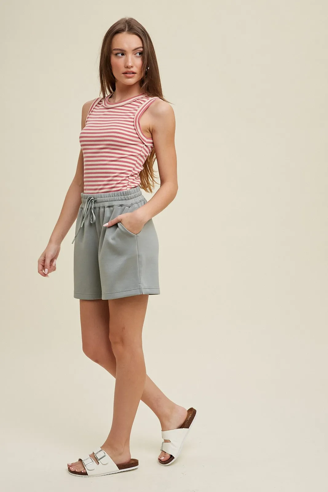 Cream Pink Sleeveless Ribbed Tank Top sold by Pinkblush product image thumbnail 2