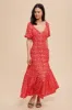 Cherry Red Floral Sweetheart Button Down Dress sold by Pinkblush