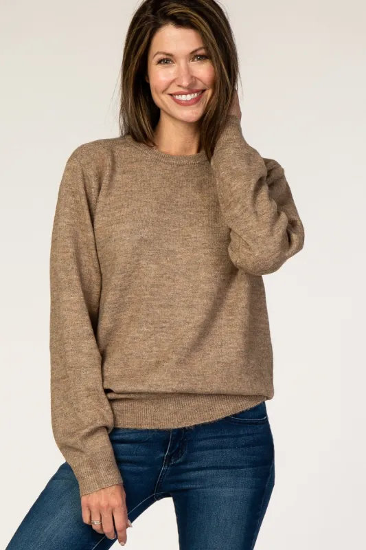 Mocha Brushed Knit Sweater sold by Pinkblush