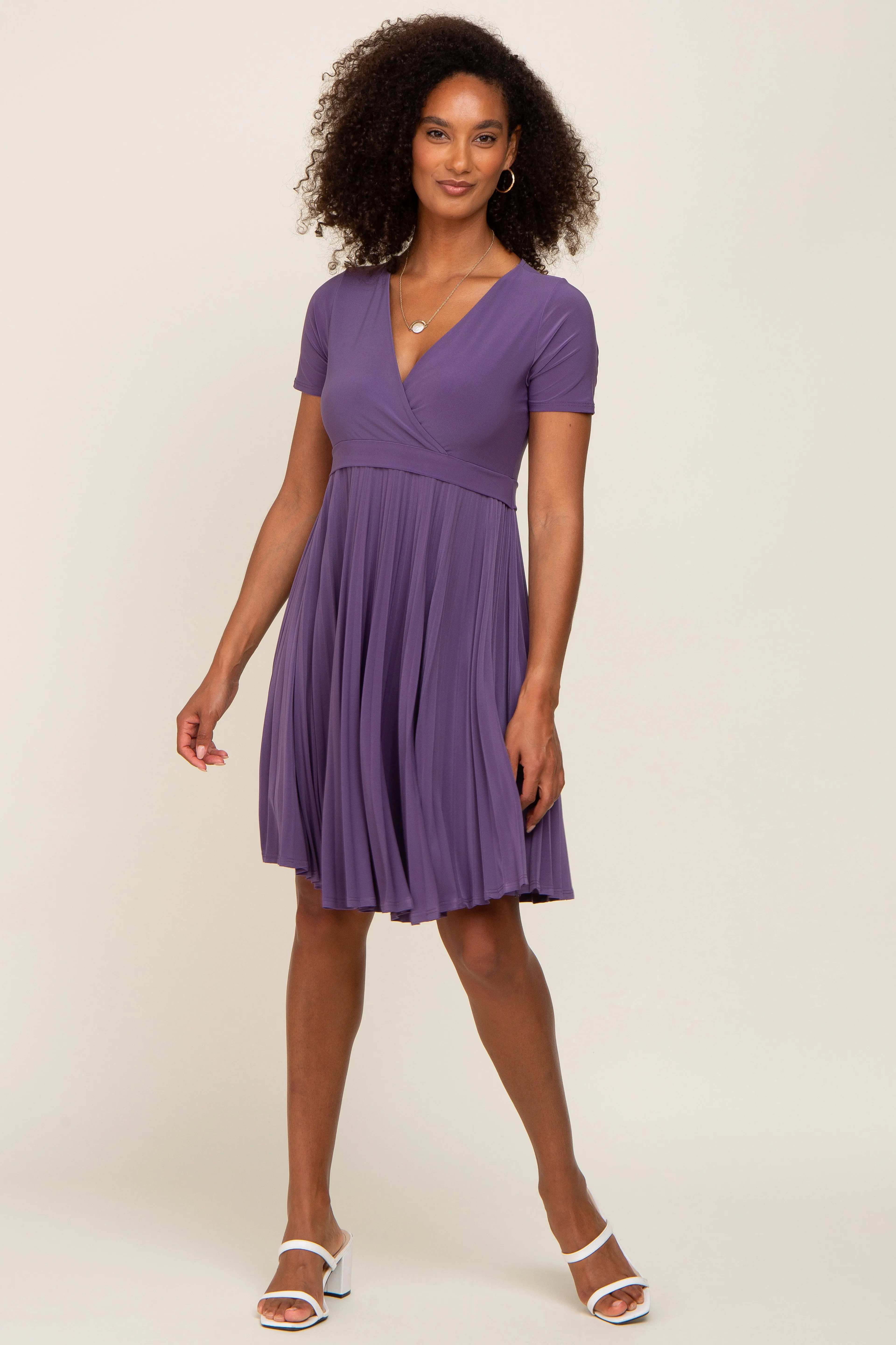 Plum Pleated Nursing Dress sold by Pinkblush product image thumbnail 4