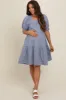 Blue Jacquard Tiered Maternity Dress sold by Pinkblush