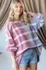 Lavender Striped Colorblock Dolman Knit Top sold by Pinkblush