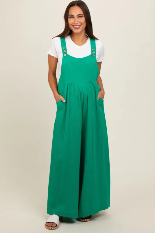 Green Pocket Front Maternity Wide Leg Jumpsuit sold by Pinkblush