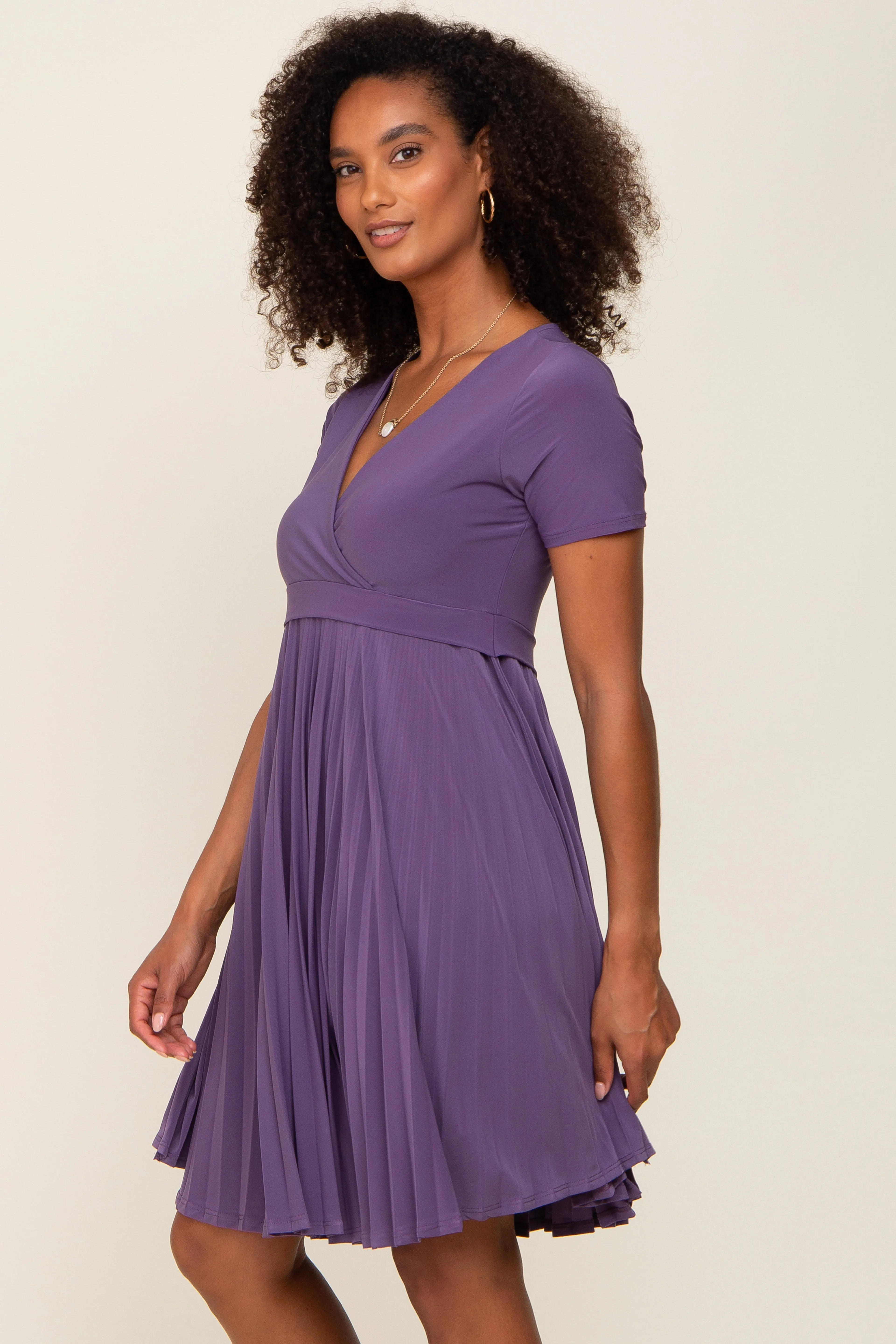 Plum Pleated Nursing Dress sold by Pinkblush product image thumbnail 2
