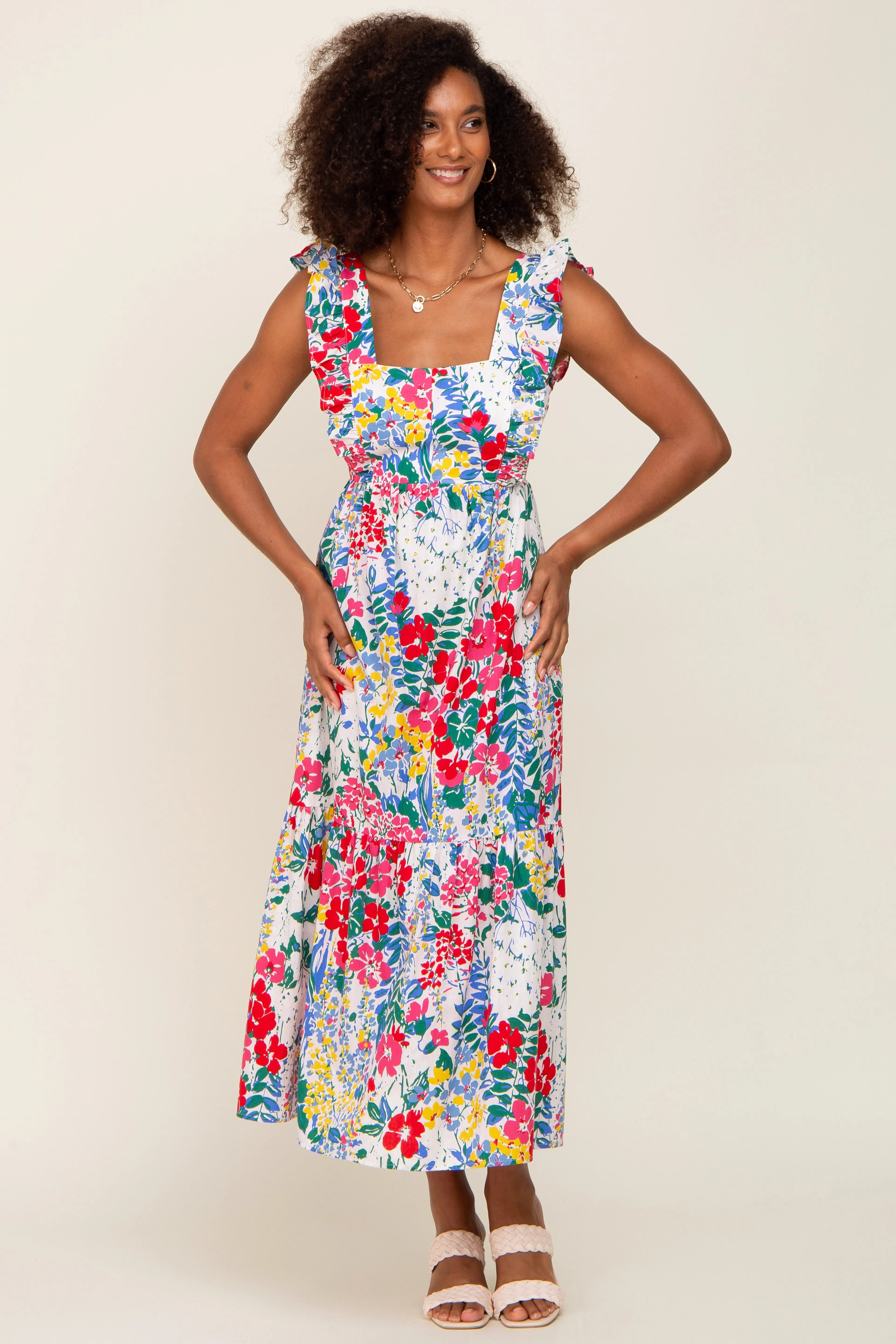 Multicolor Floral Ruffle Accent Maxi Dress sold by Pinkblush product image thumbnail 4