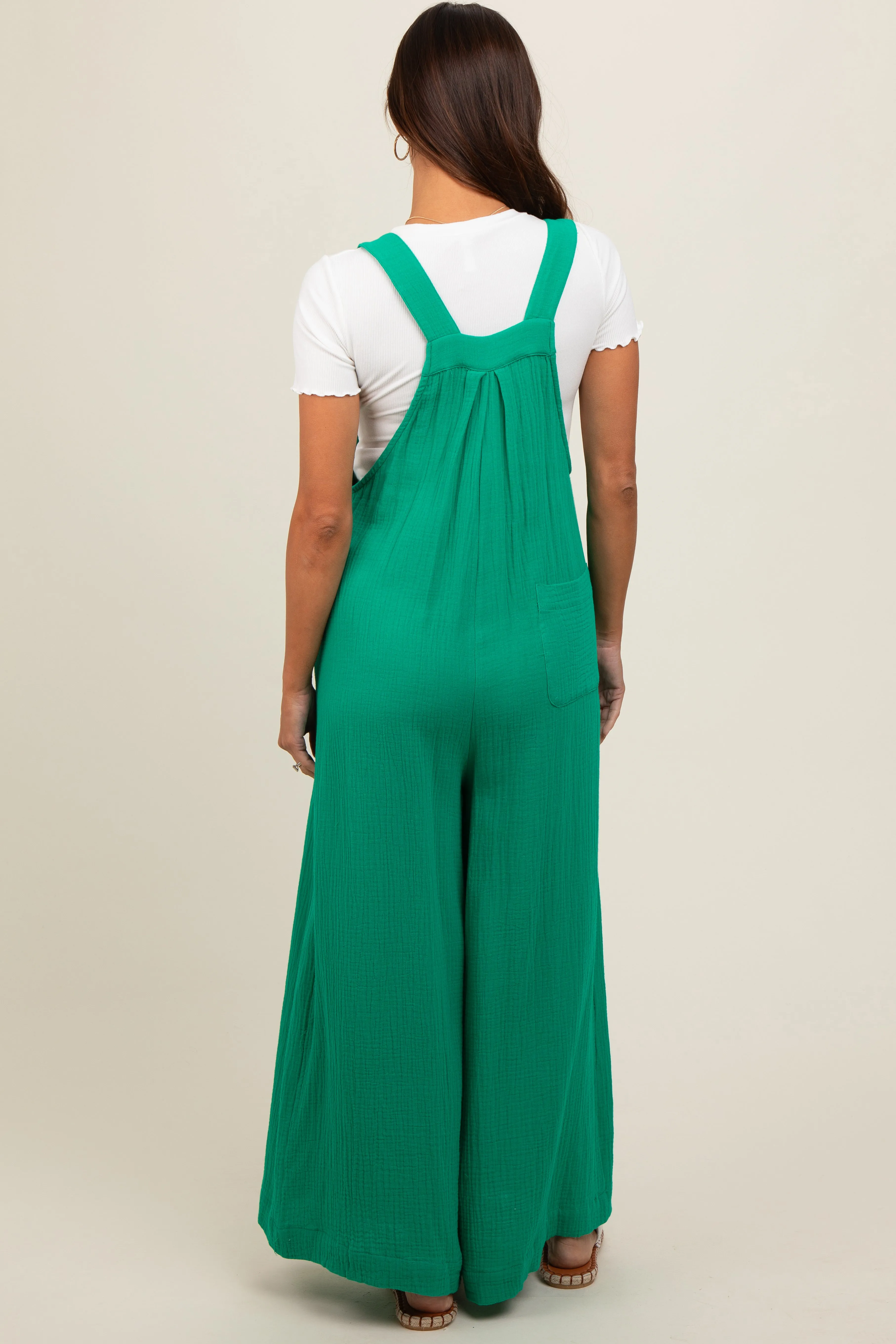 Green Pocket Front Maternity Wide Leg Jumpsuit sold by Pinkblush product image thumbnail 5