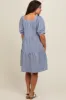 Blue Jacquard Tiered Maternity Dress sold by Pinkblush