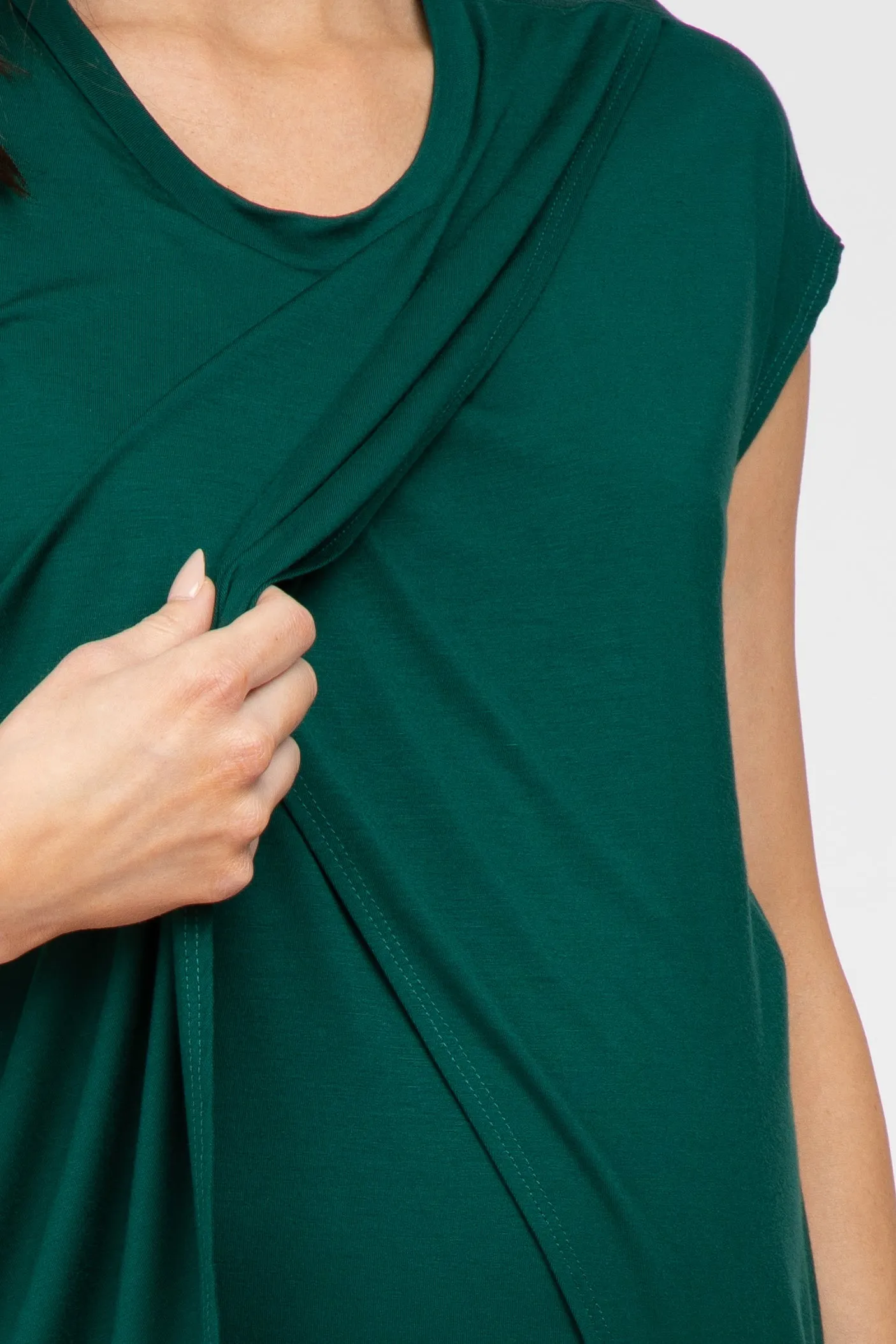Emerald Green Layered Wrap Front Maternity Nursing Top sold by Pinkblush product image thumbnail 4