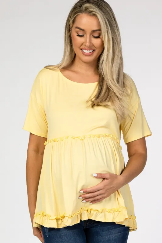 Yellow Lettuce Trim Maternity Top sold by Pinkblush