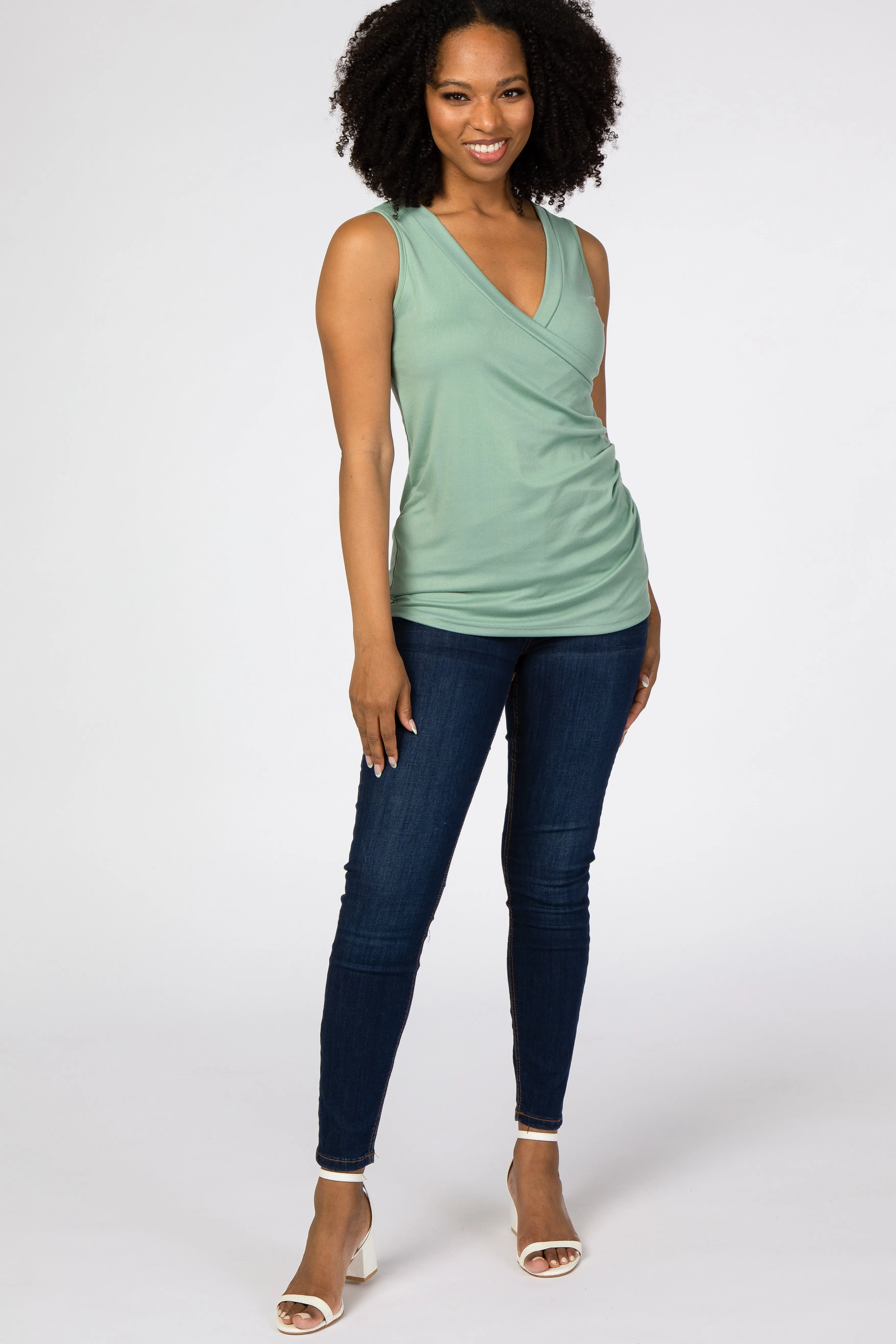 Light Olive Crossover Ruched Nursing Tank sold by Pinkblush product image thumbnail 5
