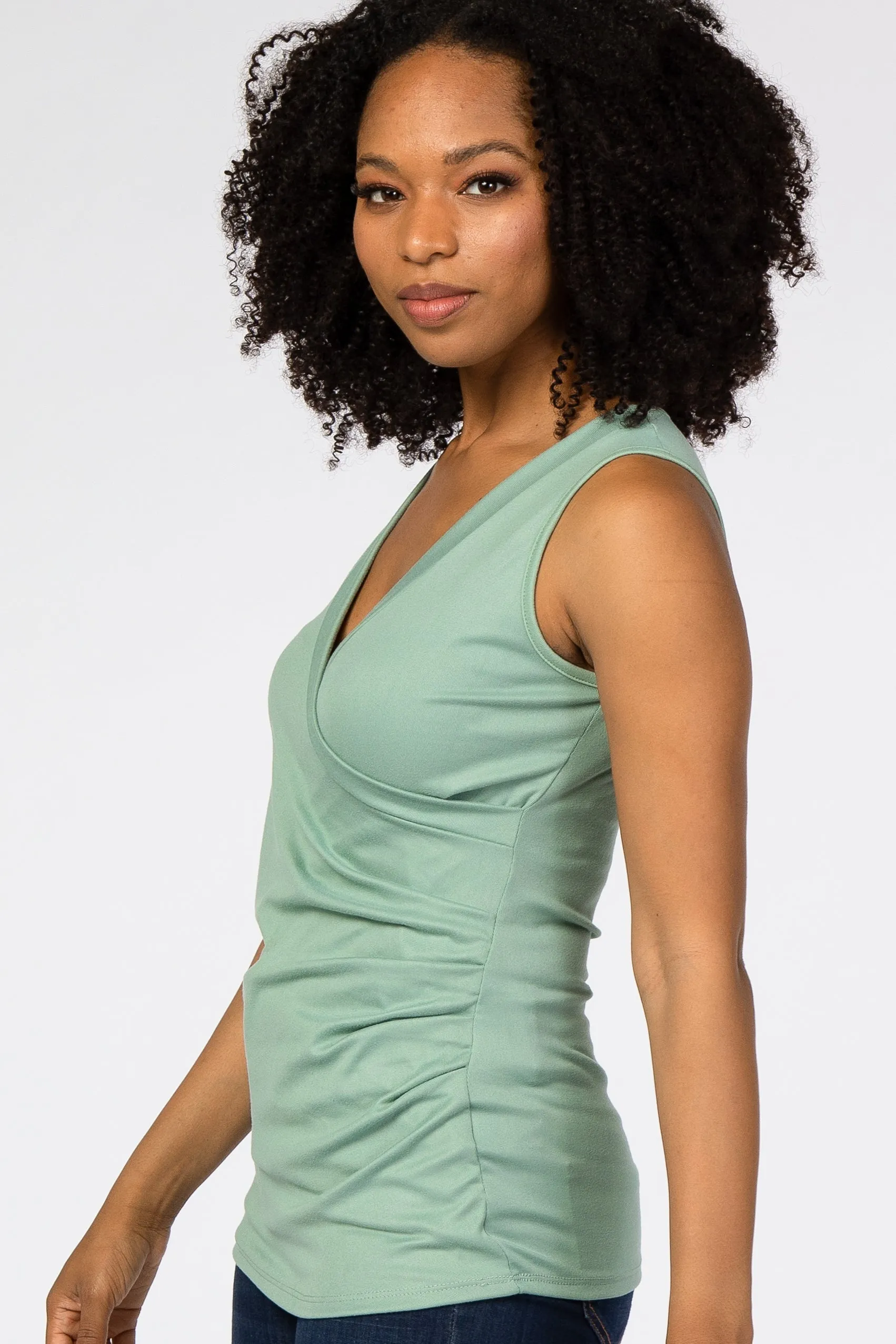 Light Olive Crossover Ruched Nursing Tank sold by Pinkblush product image thumbnail 2