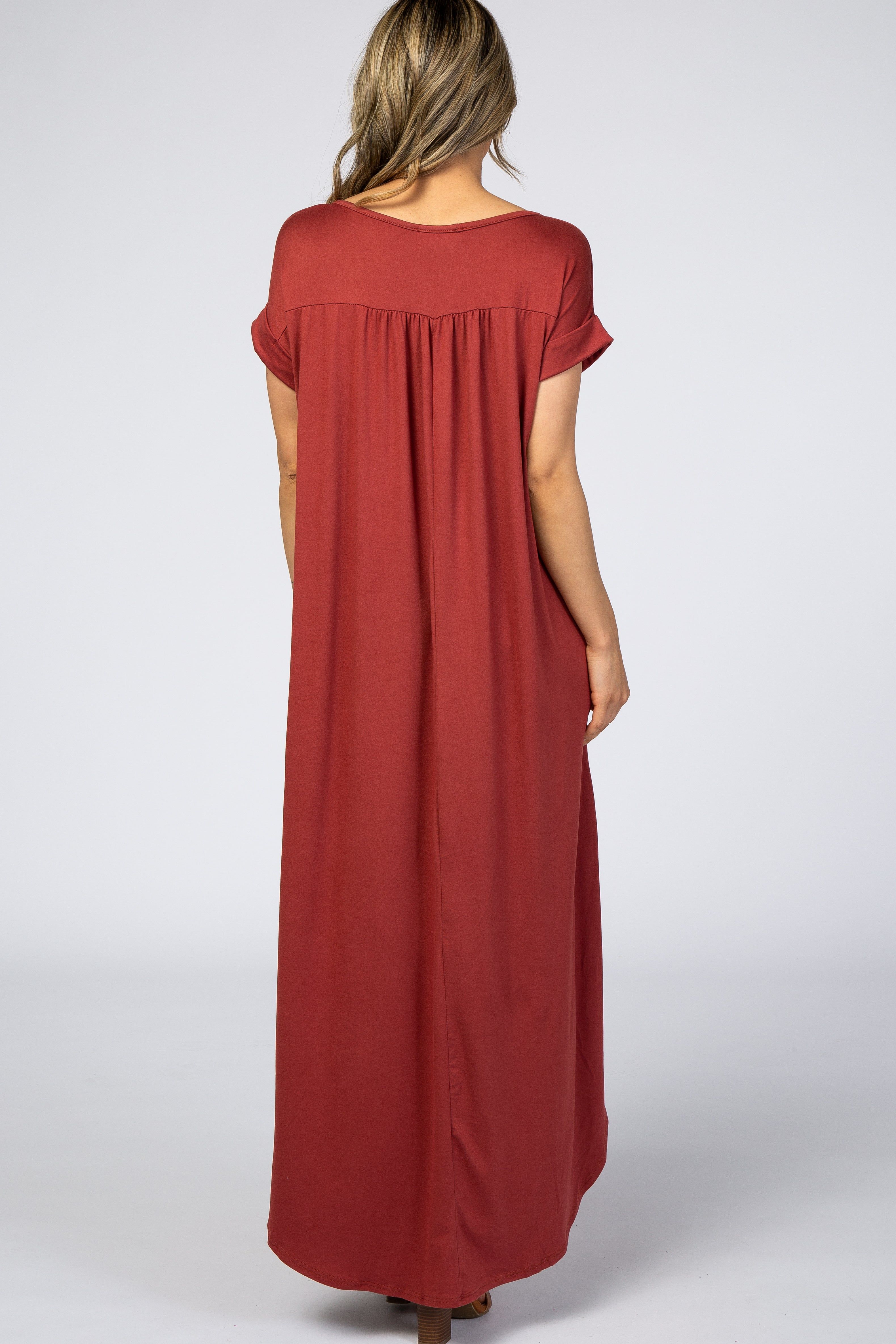 Rust Side Slit Maxi Dress sold by Pinkblush product image thumbnail 3