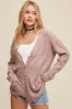 Mauve Cable Knit Cardigan Sweater sold by Pinkblush