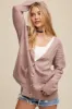 Mauve Cable Knit Cardigan Sweater sold by Pinkblush