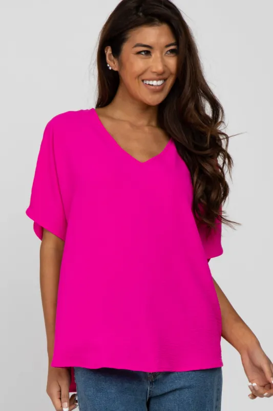 Magenta Short Sleeve Blouse sold by Pinkblush