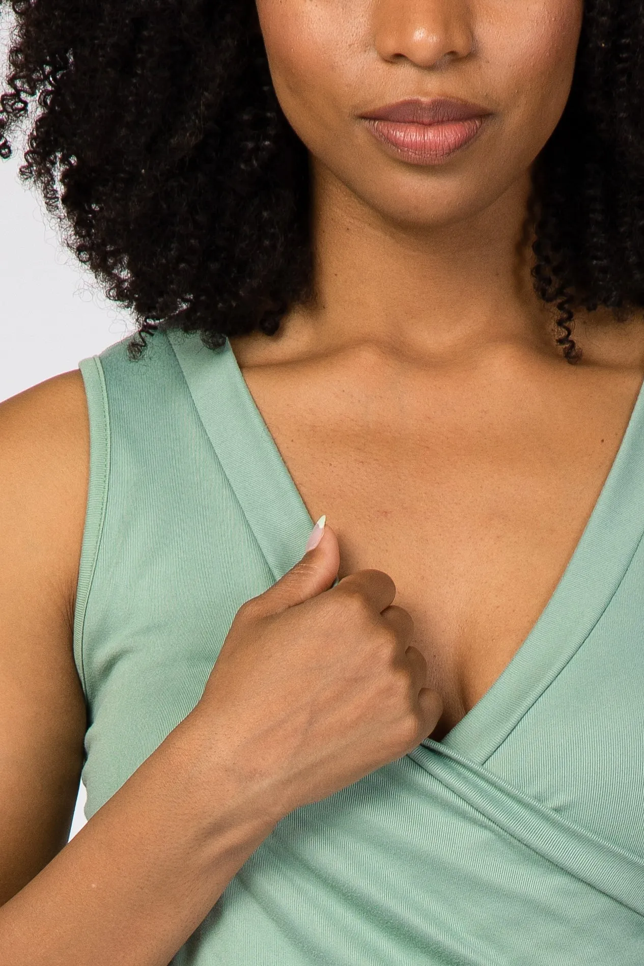 Light Olive Crossover Ruched Nursing Tank sold by Pinkblush product image thumbnail 4